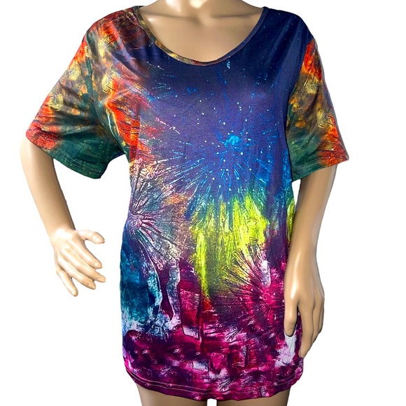 MISSLOOK | 3XL TIE DYE SHORT SLEEVE TOP - Picture 1 of 7